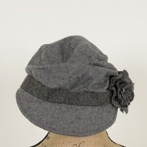 Y2K Black Wool Blend Baker Boy Cap